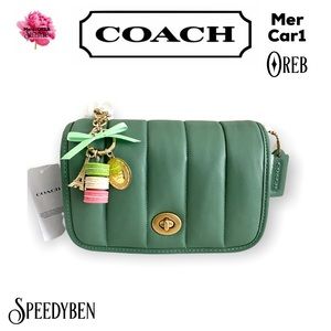 Coach Quilted Dinky 18 in Washed Green NWT
